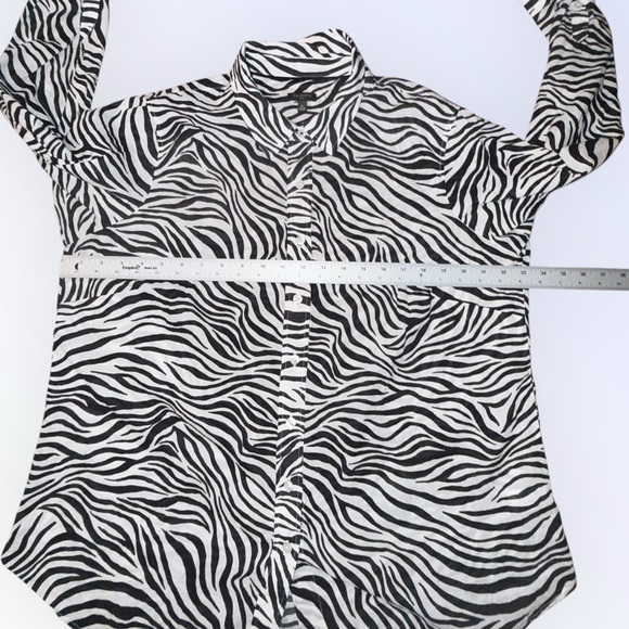 TALBOTS BUTTON FRONT ZEBRA SHIRT - Plus 1X Black/White - Picture 7 of 13